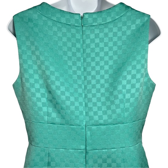 Tahari X Arthur S. Levine Aqua Checkered Green Belted Structured Sheath Dress - Picture 6 of 9